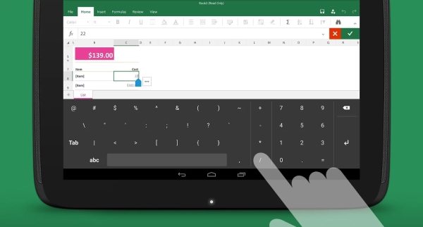 android keyboard excel 2