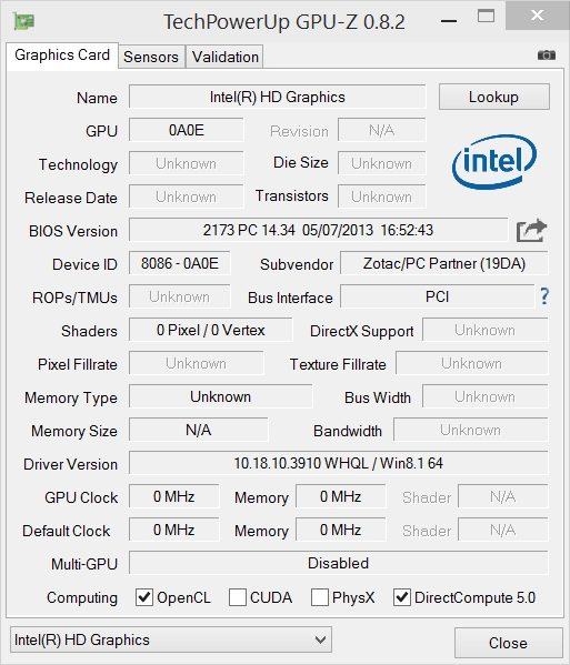 Zotac CI321 Nano - GPU-Z
