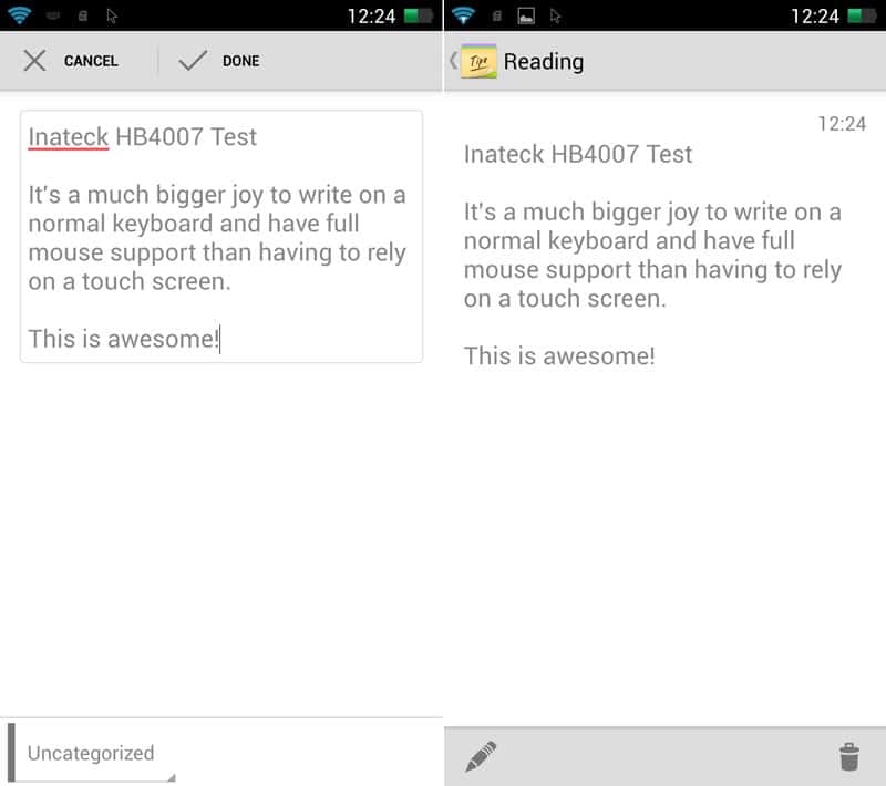 Inateck_HB4009-Android-notes-test