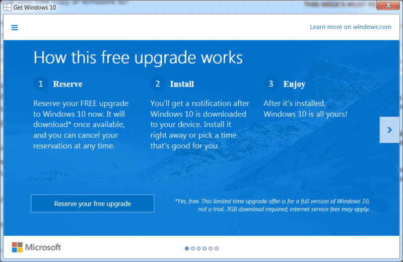 Windows 10 reserve upgrade 1