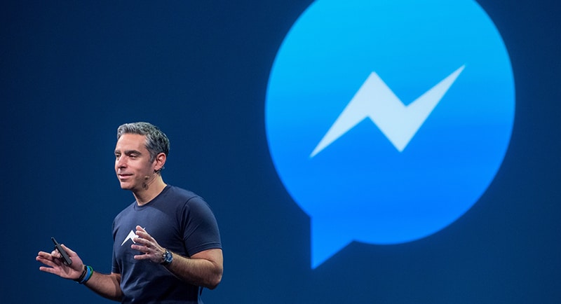 David Marcus, vice president of messaging products at Facebook Inc., speaks during the Facebook F8 Developers Conference in San Francisco, California, U.S., on Wednesday, March 25, 2015. Facebook Inc. is opening up its Messenger chat application, letting developers create software for people to add photos, videos and other enhancements to their online conversations. Photographer: David Paul Morris/Bloomberg  *** Local Caption *** David Marcus