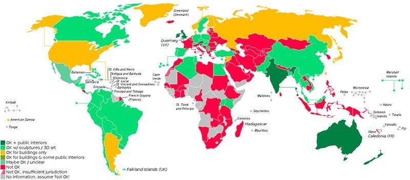 Freedom of panorama status around the world