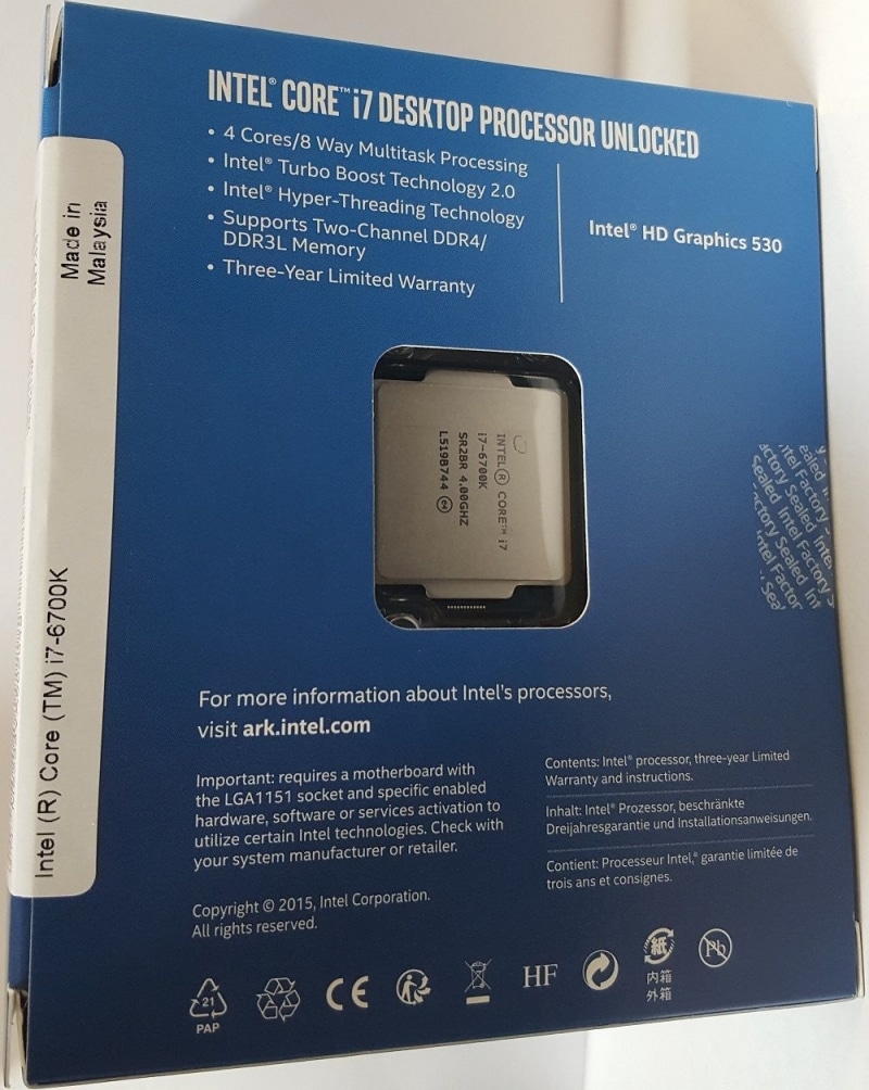 Intel x86 CPU Skylake Box i7 6700K