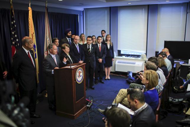U.S. Attorney for New Jersey Paul J. Fishman speaks during a news conference in Newark, New Jersey