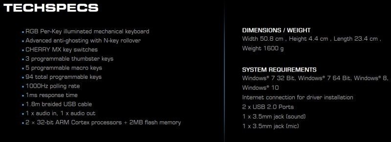 Roccat Ryos Technical Specifications