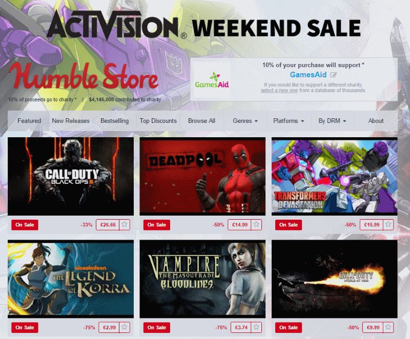 Humble Store Features Deals On Activision Games