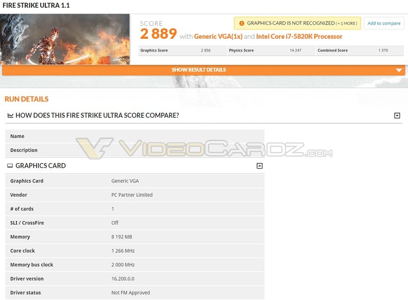 AMD RX 480 Polaris 10 3DMark FireStrike Ultra