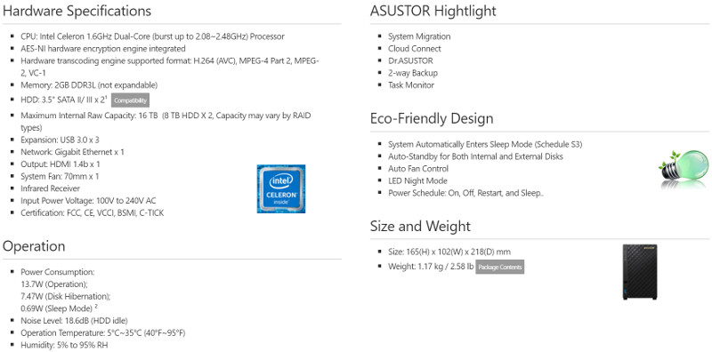 ASUSTOR_AS3102T-SS-Specs hardware