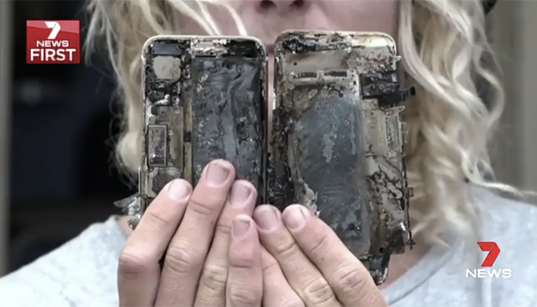 Exploding iPhone 7 Torches Car