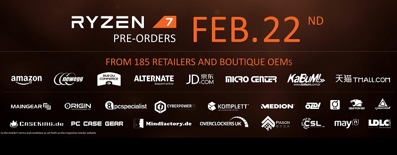 AMD Ryzen Pre Order Feb 22nd