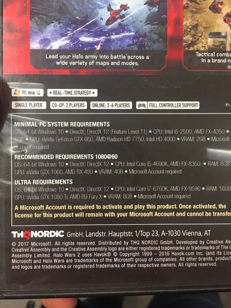 Halo Wars 2 Requirements Mention Unannounced GTX 1080Ti