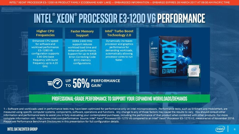 Intel Releases Kaby Lake Based Xeon E3-1200 v6 Processors - eTeknix