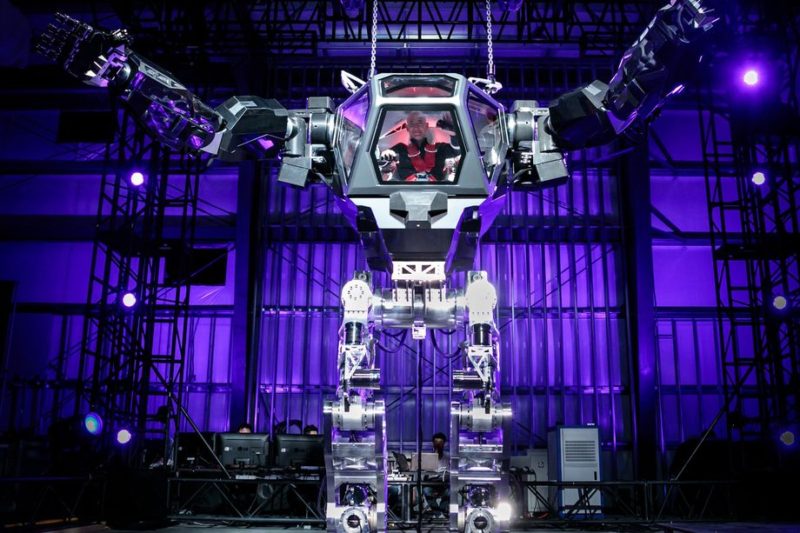 Amazon CEO Jeff Bezos Pilots Giant Robot Suit at 2017 MARS Conference