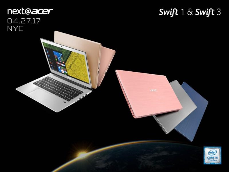 Acer Introduces Swift 3 and Swift 1 Ultraslim Stylish Notebooks