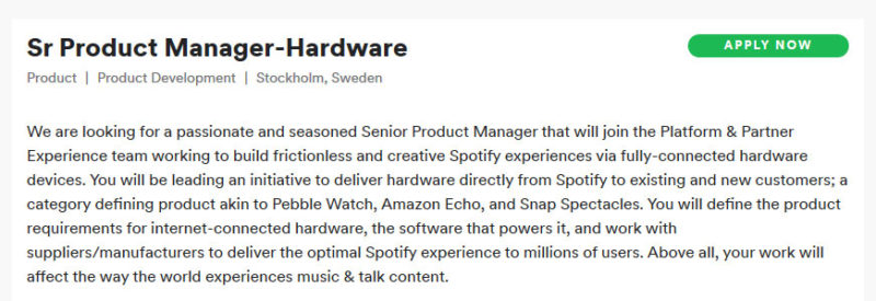 Spotify Music Streaming Service Looking to Create Their Own Hardware