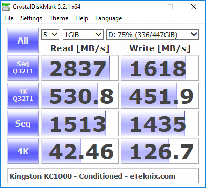 Kingston KC1000 480GB BenchCondi cdm 75