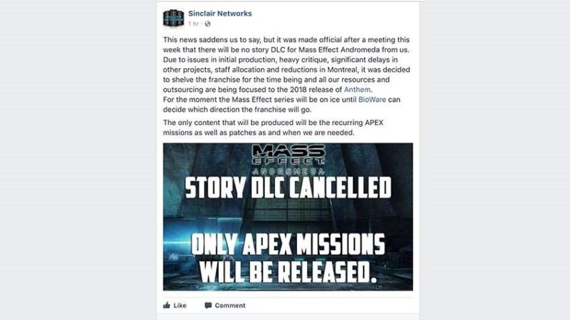 Mass Effect: Andromeda Story DLC Cancelled?