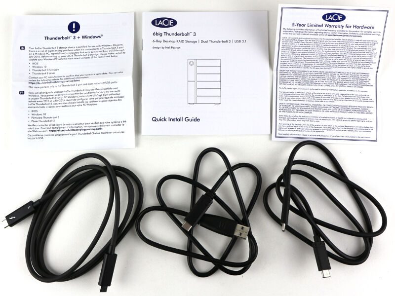LaCie 6big 48TB Photo box cables and notes