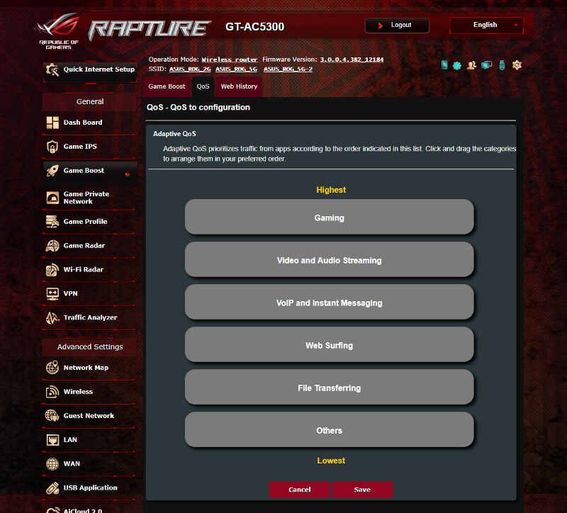 ASUS ROG Rapture SS 3 game boost 3
