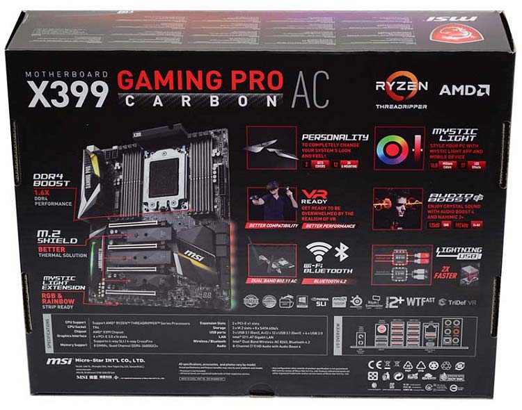 MSI X399 Gaming Pro Carbon AC Threadripper Motherboard