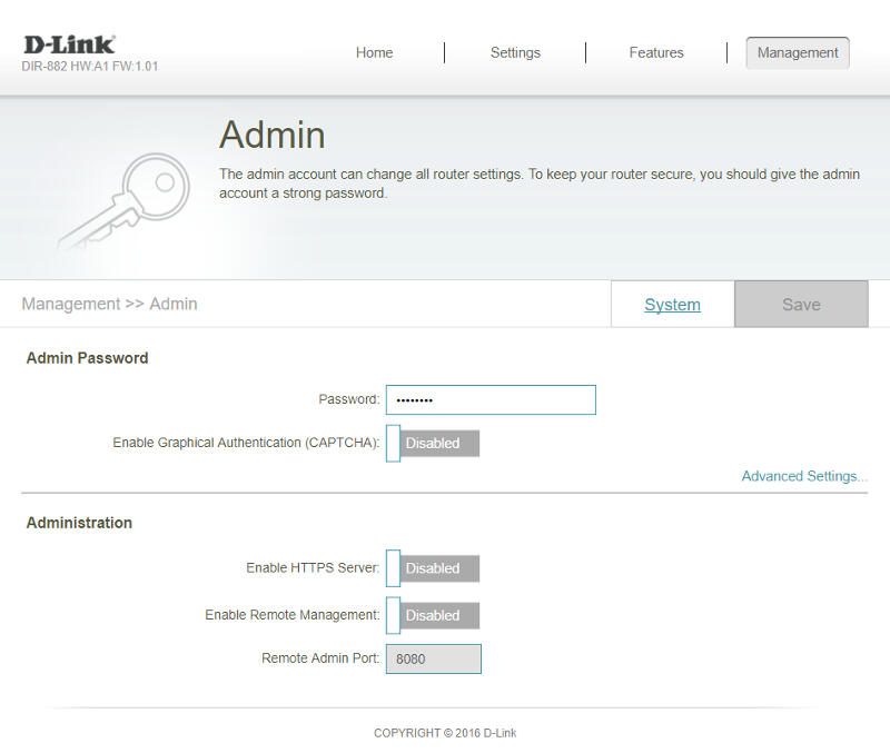 D-Link DIR-882 SS Features admin 1
