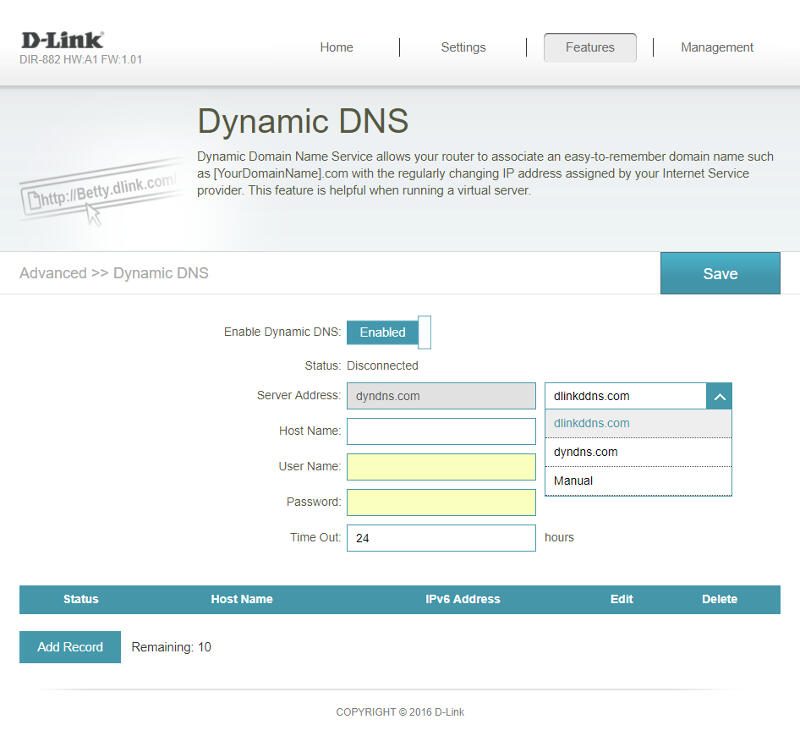 D-Link DIR-882 SS Features ddns