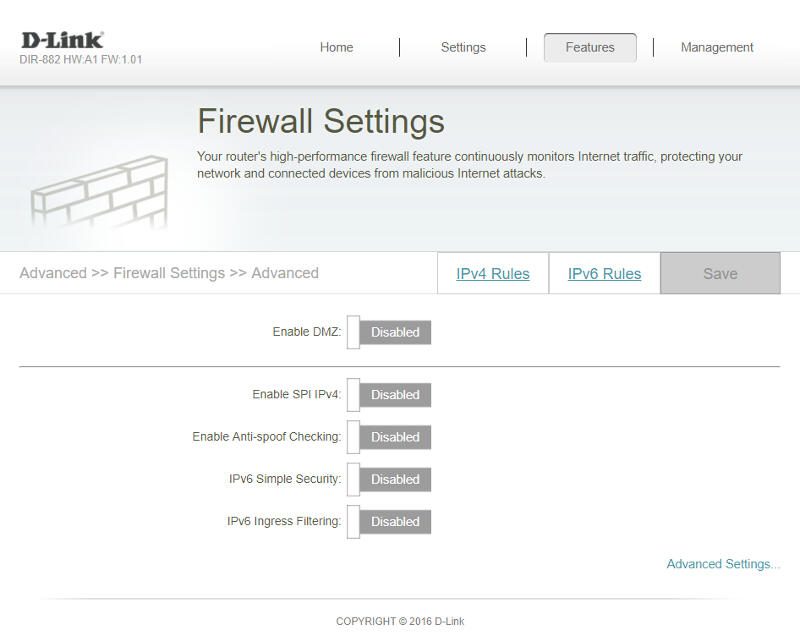 D-Link DIR-882 SS Features firewall 1