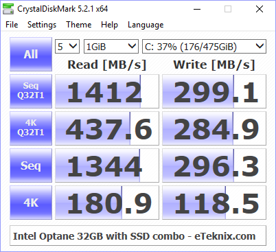 Intel Optane 32GB Bench Optane and SSD cdm