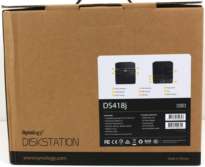 Synology DS418j Photo box rear