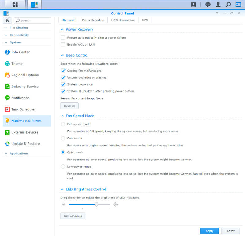 Synology DSM SS03 Settings hardware and power 1