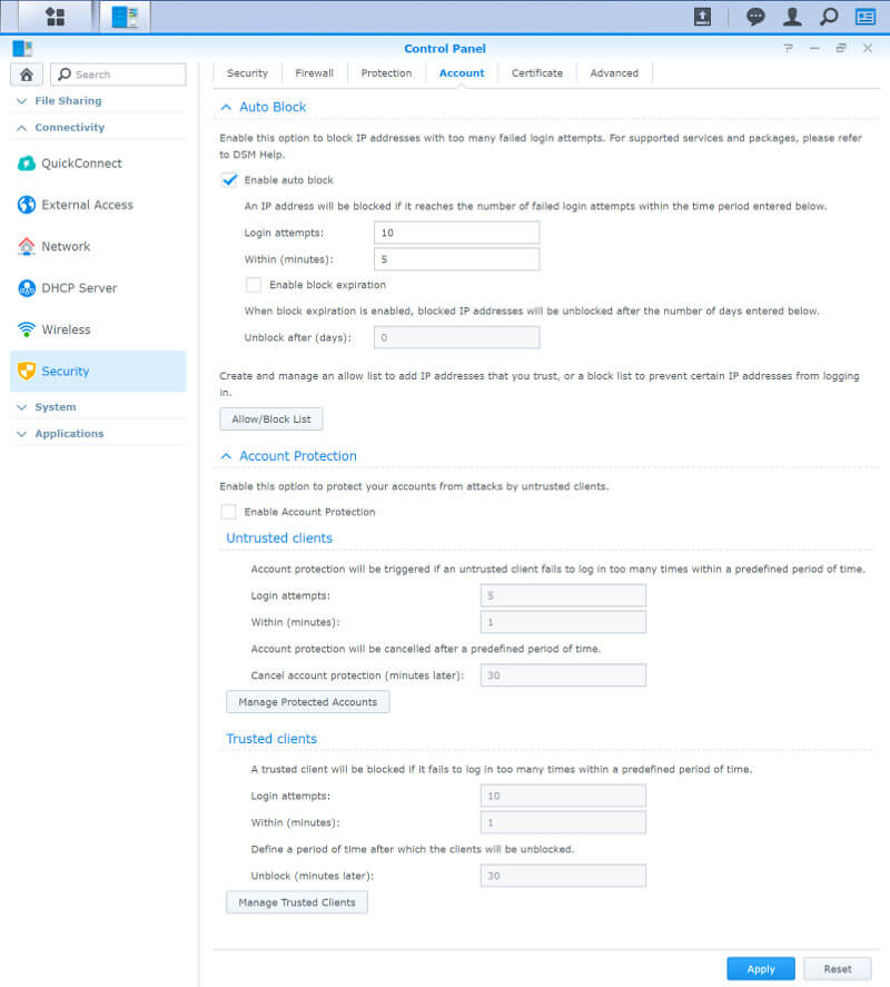 Synology DSM SS03 Settings security 3