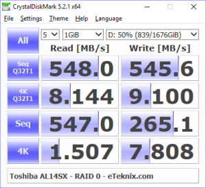 Toshiba AL14SX RAID BenchRAID0 cdm 50