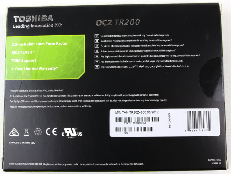 Toshiba OCZ TR200 480GB Photo box rear