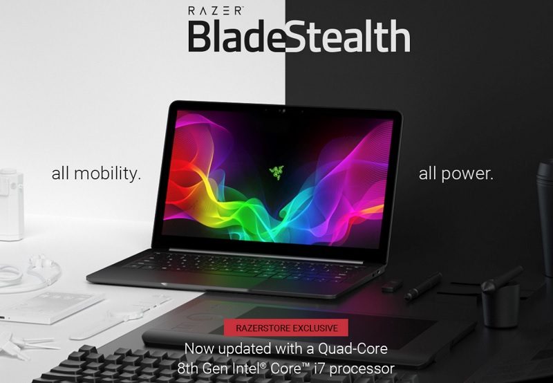 Razer Blade Stealth Laptop Adds 8th Gen i7 CPU