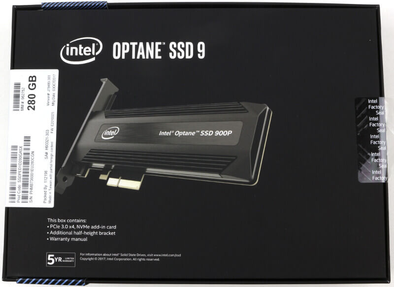 Intel 900p Optane 280GB Photo box back
