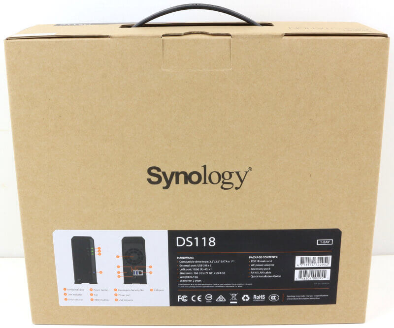 Synology DS118 Photo box rear