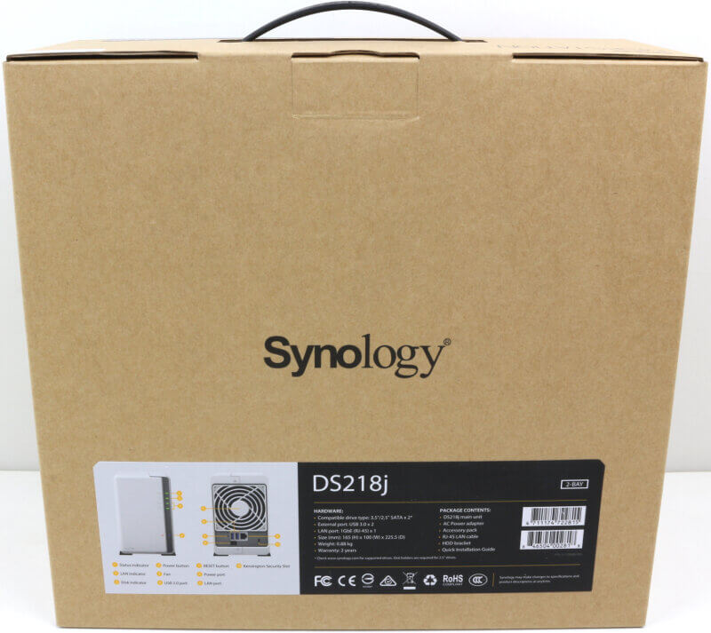 Synology DS218j Photo box rear