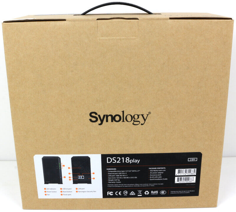 Synology DS218play Photo box rear