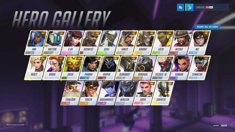 Overwatch Finally Adds 'Mark All as Seen' Option to Hero Gallery
