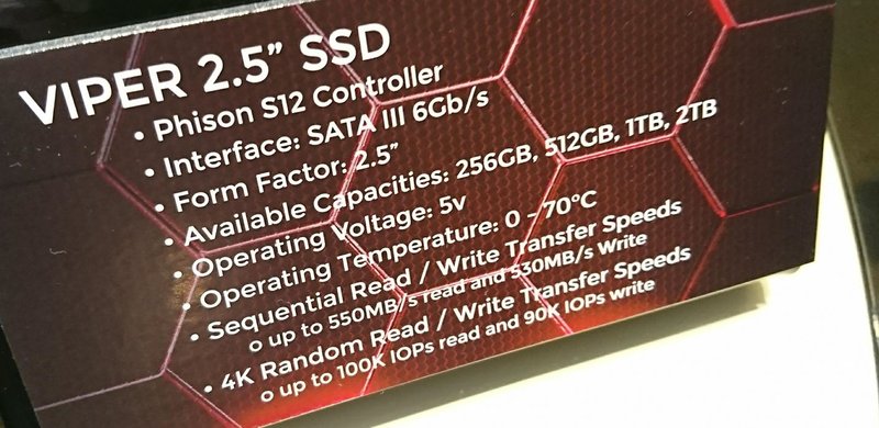 CES2018 Patriot Viper 2.5-Inch SATA specs