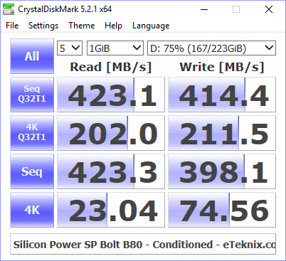 Silicon Power SP Bolt B80 240GB BenchCondi cdm 75