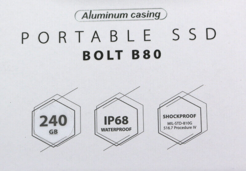 Silicon Power SP Bolt B80 240GB Photo box top details