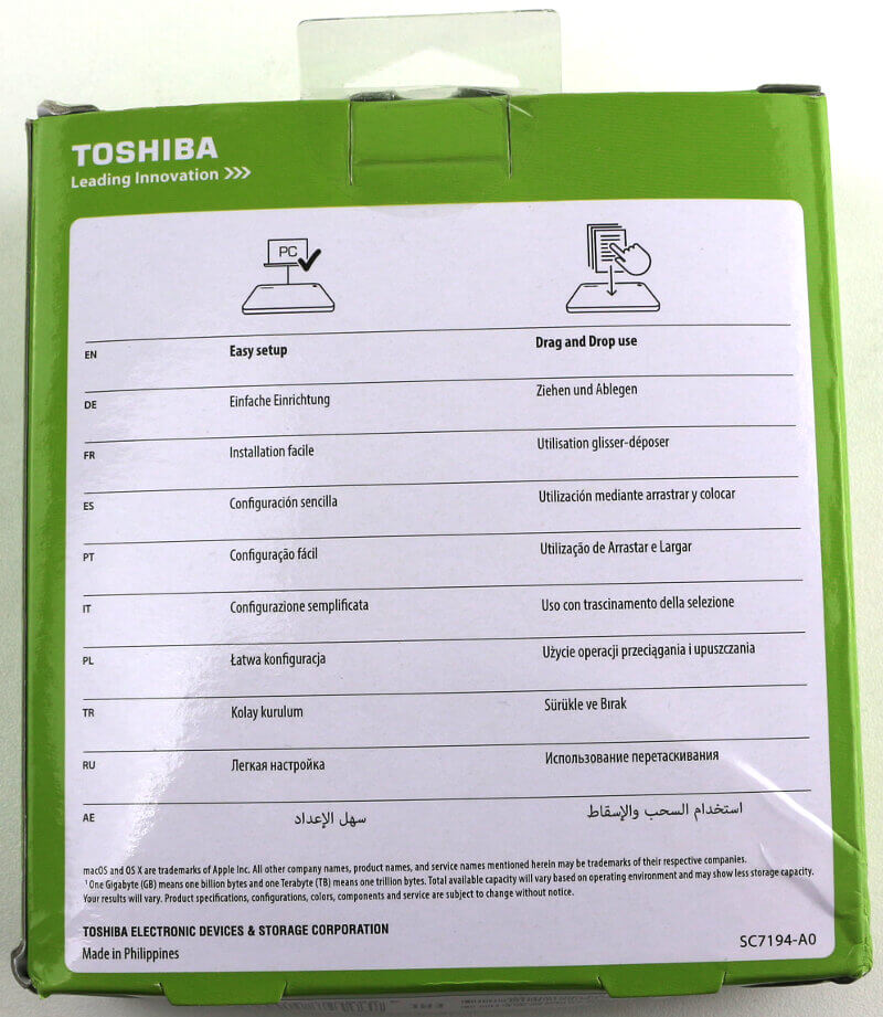Toshiba Canvio Basics 2TB Photo box rear