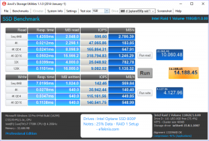 Intel Optane SSD 800p RAID BenchRAID1 anvils 46 apps 25