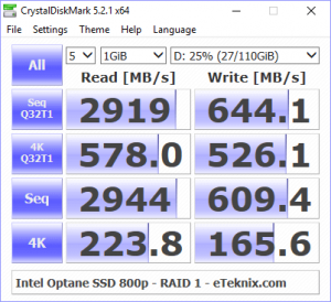 Intel Optane SSD 800p RAID BenchRAID1 cdm 25