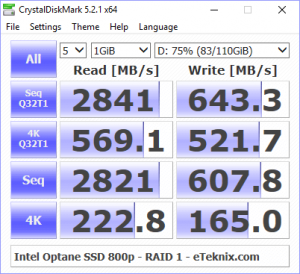 Intel Optane SSD 800p RAID BenchRAID1 cdm 75