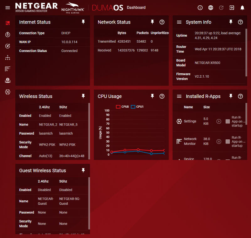 NETGEAR Nighthawk Pro Gaming XR500 SS 03 Dashboard 4