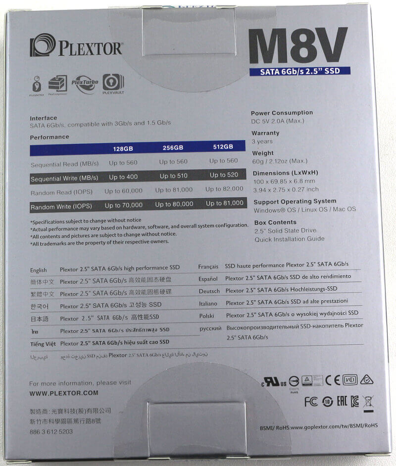 Plextor M8V M8VC 512GB Photo box rear