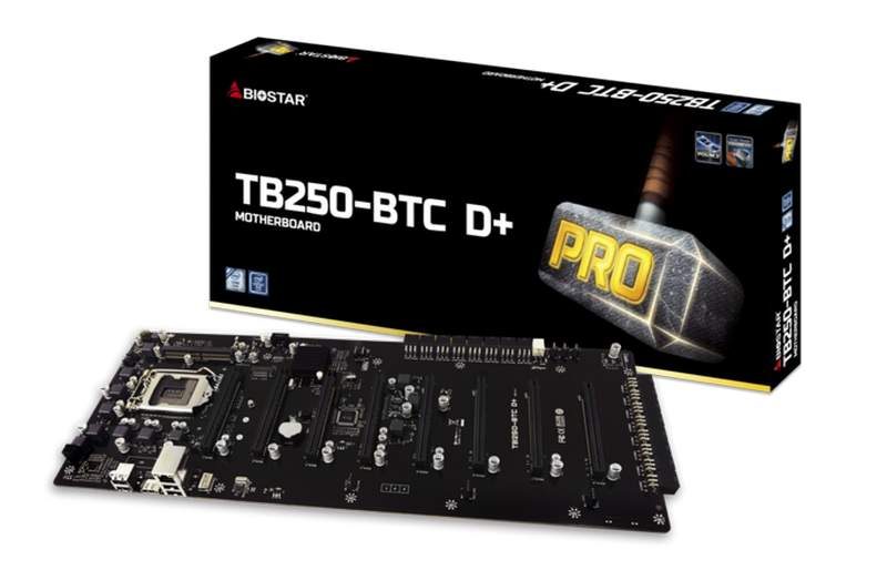 Biostar Debuts TB250-BTC D+ 8-GPU Mining Motherboard