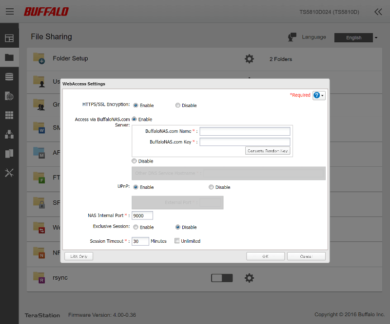 Buffalo TeraStation 5810DN SS01 FileSharing 09 web access service